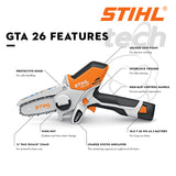 Mesin Gergaji Potong Kayu Baterai Cordless Mini Chainsaw STIHL GTA 26