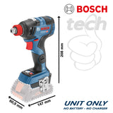 Cordless Impact Driver Wrench Obeng Baterai Bosch GDX 18V-200 - Unit Only