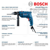 Mesin Bor Tembok Beton Listrik Impact Drill 13mm Bosch GSB 600 KIT Hand Tool Perkakas