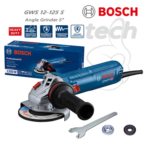 Mesin Gerinda Tangan Listrik Angle Grinder 5" Bosch GWS 12-125 S