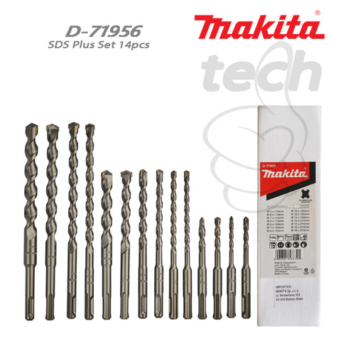 Mata Bor Beton Set SDS Plus Hammer Drill Bits Makita D-71956 - 14pcs