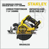 Cordless Circular Saw Baterai 7" Stanley SBC550M2K SBC550 20V - Brushless