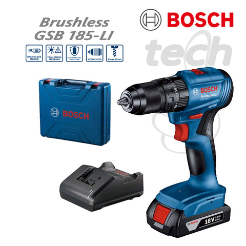 Mesin Bor Tembok Baterai Cordless Drill Bosch GSB 185-Li Brushless