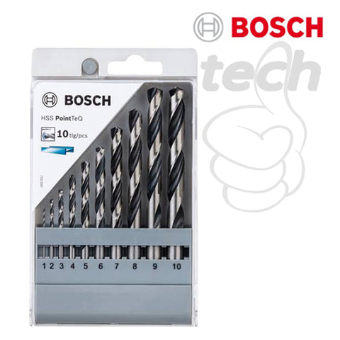 Mata Bor Besi Bosch HSS Point TeQ 10 Pcs/pack (1 mm - 10 mm)