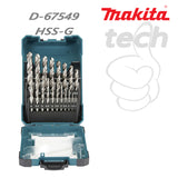Mata Bor Besi Set Metal Drill Bits HSS-G Makita D-67549 19pcs/set (1-10mm)