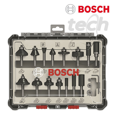 Mata Ruter Set Profil Bosch Router Bit Sets 15pcs x 1/4" (473)